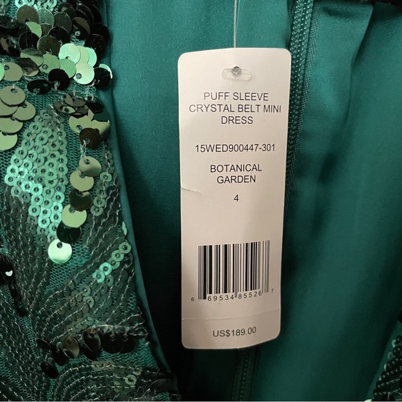 Bebe Emerald Mini Dress With Sequin - Picture 8 of 9